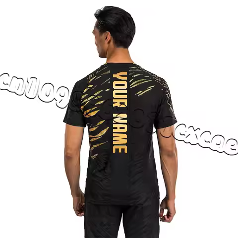 2025 Summer Hot Selling UFC Fighting Boxing Breathable Fashion Short Sleeve Men's Sports Sweat Absor