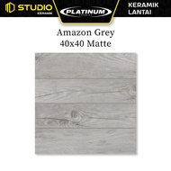 Amazon Grey 40x40 Matte PLATINUM Keramik Lantai Kasar Motif Kayu Warna Abu