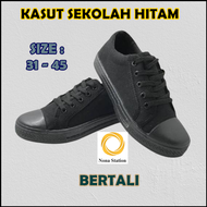 NS (B1) Kasut Sekolah Hitam Bertali Penuh Murah Full Set Size 31 - 45 School Black Shoes Unisex