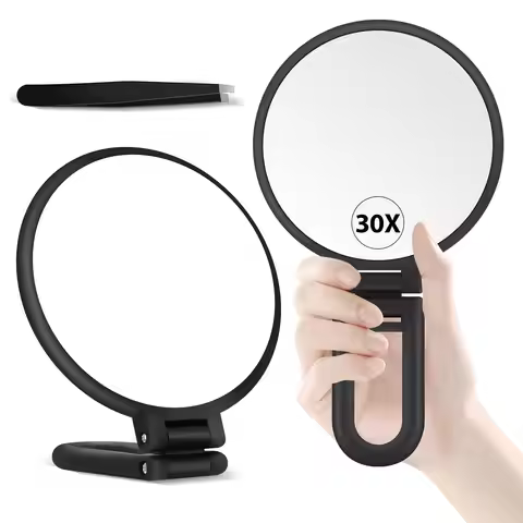 Beauty Planet 30X Magnifying Mirror, Hand Mirror with Handle, Double Sided Hand Mirror with 30X/1X M