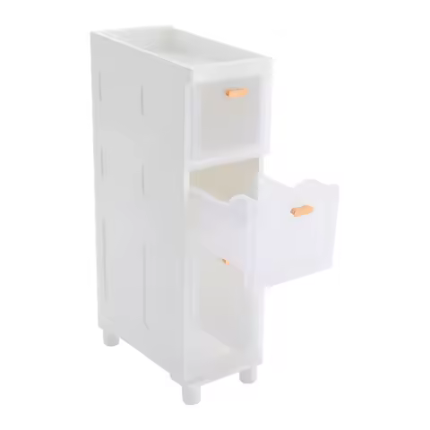 22*40*80.5cm Bathroom Floor Storage Cabinet 3 Drawers Narrow Slim Storage Cabinet 2.5kg Capacity Bat