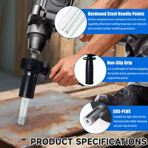 SDS Plus Hammer Drill Adapter 18-Prong Electric Needle Scaler for Paint Stripping Rust Concrete Remo