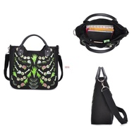 seng Women Flower Print Crossbody Bag Gothic Shoulder Bag Fashion Handbag Canvas Messengers Bag  Pun