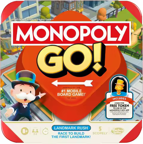 Monopoly GO! Board Game for 2-4 Players, Ages 8+, Fast 15-Min Games, Travel Family Fun