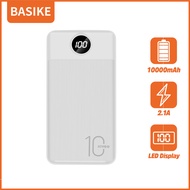 Powerbank 10000mAh BASIKE Asli Keluaran USB ganda Dengan tampilan LED Dapat mengisi daya ponsel apa pun