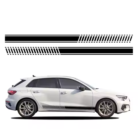 Car Decals Side Racing Stripe Sticker Trims Vinyl Graphics 2PCS for Audi A3 8P 8V 8Y S3 RS3 Sedan Sp