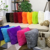 Luxury Faux Fur Round Pillow Cover 43x43cm Plush Cushion Case for Sofa Car Chair