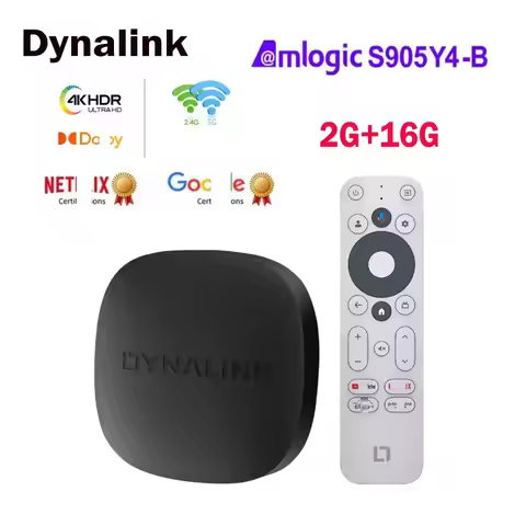 Netflx Certified Google Dynalink DDR4 2G+16G Amlogic S905Y4-B 4K BT5.X Dual WIFI 4K Doby GTV 12.0