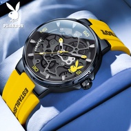 PLAYBOY Casual Watch for Men 2023 New Style Original Brand Waterproof Luminous Leather Quartz Fashion Jam Tangan Lelaki