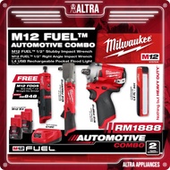 Milwaukee Automotive Solution - M12 FRAIWF12 Right Angle Impact Wrench + M12FIWF12 Stubby Impact Wrench + L4FL301 Light