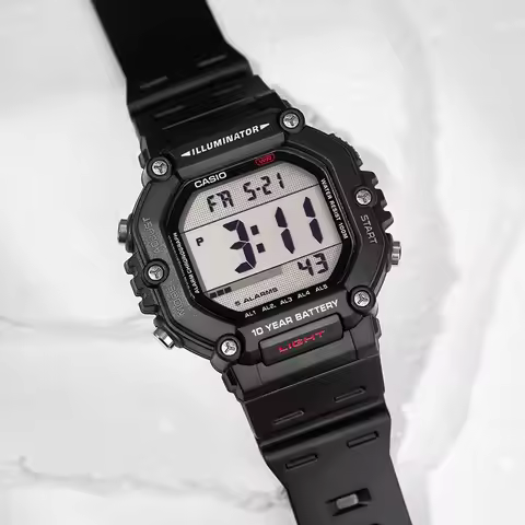 Casio AE-1600H Series Digital Watch,50mm Octagonal Case 100M WR Battery LED Backlight Multi Alarm St