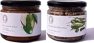 Opickles Khatta Aam ka Achar & Kati hari Mirch ka Achar Homemade & Handmade Sour Mango Pickle & Gree