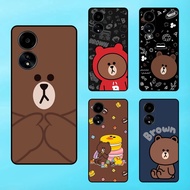 Cute Brown Bear Black Border Oppo A58 Phone Case