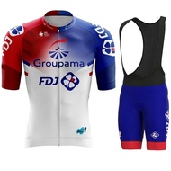 2026 STYLE New FDJ Team Cycling Jersey Set Summer Blue Red Clothing Men's Road Bike Shirt Suit bib S