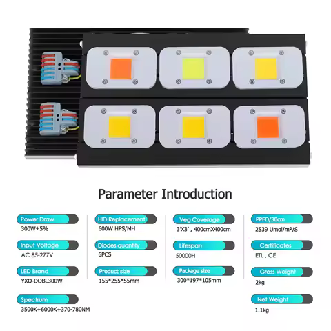 3000W Full Spectrum LED Grow Light 3000K 6500K for Seedlings Growth 110V 220V DOB 6Pcs Veg & Bloom G