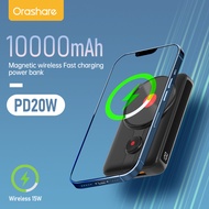 Orashare OM10 10000mAh Magnetic Powerbank, Portable Wireless Fast Charge Power Bank Built in Type C 