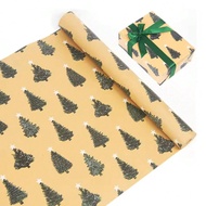 1/3 Roll 17 Inches X 9.8 Feet Kraft Green Tree Wrapping Paper Roll, Colorful Gift For Present Party 