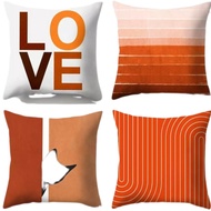 Cute Terracotta Pillow Case Soft Square Cushion Cover 43x43 Fluffy Throw Pillow for Sofa or Bedroom