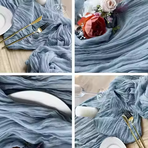 Set of 4 Cheesecloth Table Runners 20x120 Inch Gauze 10 FT Long Semi Sheer Boho for Wedding Party Ba