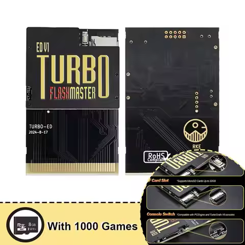 For TURBO ED PCE Card 1000 in 1 Game Card For PC-Engine Turbo GrafX and Turbo GrafX Game Console Car