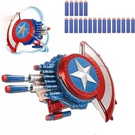 Captain America Shield and 20 Darts for Nerf Guns Toy, Kids Boys Toddlers Gun Toys Gift for Age 3-11 Years Old Christmas Birthday Holiday Party Halloween Party Gift, Uniform code, Red