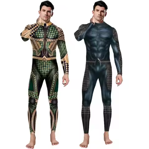 [You're My Secret] Movie Aquaman Cosplay Jumpsuit Men Jumpsuit Halloween Muscle Cosplay Costumes Rol