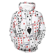 3D Poker Print Long Sleeve Hoodie       3D撲克印花長袖連帽衫