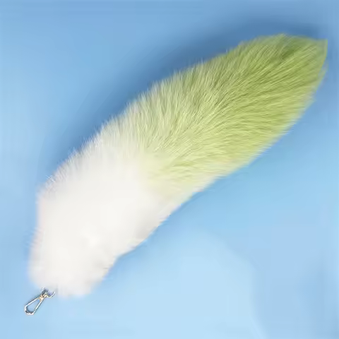 Natural Fox Fur Tail Keychain Furry Y2k Beautiful Accessory Fox Tail Keychain Black White Length 40 