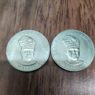 Malaysia Old coin Duit Lama Syiling 20 Tahun Merdeka Malaysia 1957-1977 R 1 Tuanku Abdul Rahman x 2 pcs