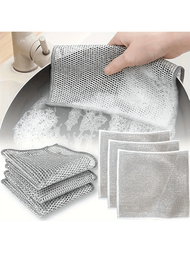 10入組/20入組不刮傷金屬鋼絲洗碗布,雙面可用的金屬鋼絲濕巾,易於清潔,可重複使用的不銹鋼擦洗墊,適用於廚房鍋子、平底鍋、水槽、餐具