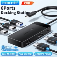 Lemorele TC122 USB C hub 6-in-1 docking station 4K HDMI/USB A 3.0 supports Mac,windows