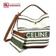 CELINE Border Bucket Bag 16 (Seize) 條紋紡織手提包