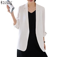 ZANZEA Women Korean Fashion Loose Lapel Long Sleeve Solid Color Blazer