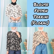 Blouse Cantik Perempuan Fesyen Baru Floral Round Neck Blouse Murah Wanita Blouse Fesyen Terkini Blou