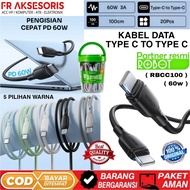 Type C to Type C Data Cable ROBOT RBCC100 60W TYPE C CABLE 1 Meter Original ROBOT TYPE C TO TYPE C 6