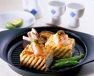 【柳宗理】 南部鐵器橫紋煎盤22cm-附黑鐵蓋.把手