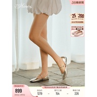 73hours Women's Shoes Romantic Fermentation Spring Autumn New Style French Silver Mary Jane Shoes Fl