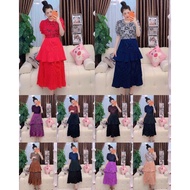 Drees silk pleated+ lace premium Ada zip belakangDada 46+48 inch Pinggang 46inch Panjang 45inch (115