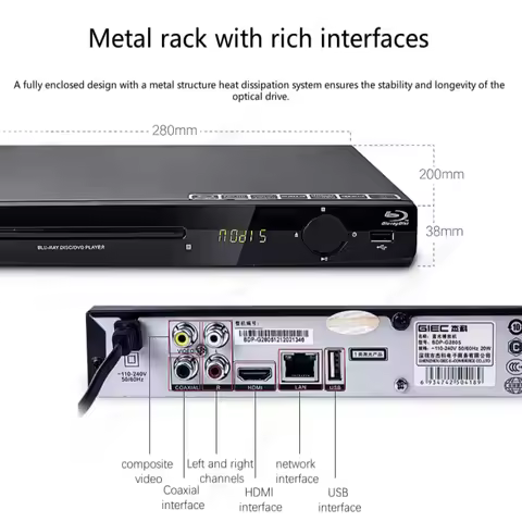 2026 hot sale GIEC BDP-G2805 Blu-ray Player 1080P HD DVD Player cd Player Portable Multimedia Digita