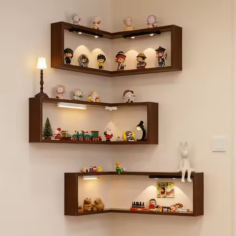 Corner shelf wall 90-degree corner bookshelf, suspended wall decorative shelf, wall corner storage r