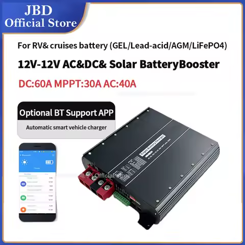 12v Charger Dc To Dc Booster 60a Mppt Solar Controller 30A AC 40A Charger for 12V Battery Rv Yacht C