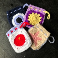 Handmade Crochet Cute Drawstring Pouch for AirPods/Digicam