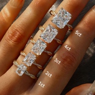 1-5ct Real Radiant Cut Moissanite Ring Pass Diamond Test GRA Certified 18K Gold Plated 925 Sterling 