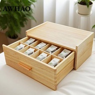 [AWHAO] Wooden Tea Bag Organizer, Tea Station, Dustproof, with Multiple Compartments
