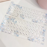 冰藍水彩花MACBOOK鍵盤膜
