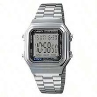 Men's/Women's Sporty Fashion Digital Watch A168WA-1, Retro Stainless Steel Strap Square Dial Watch, 