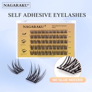 NAGARAKU ขนตาปลอมแบบมีกาวในตัวแบบทำมือมีกาวที่จำเป็น Peralatan Rias ขนตาปลอม E Xtensions