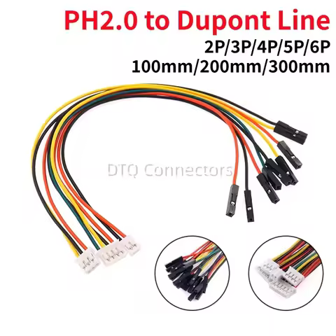 5Pcs PH2.0 to Dupont line electronic wire-2P/3P/4P/5P/6 Pin To 2.54mm Dupont Male/Female Wire Connec