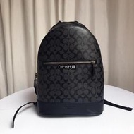 Chris精品代購COACH 寇馳 78756 新款PVC拼皮男背包 黑色雙肩包 旅行後背包 原裝正品 美國代購