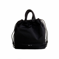 agnes b.-White Label B.magnetic Buckle Drawstring Portable/Backpack (Black) Small